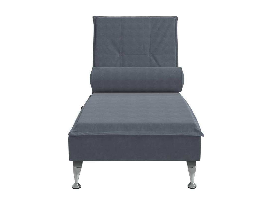 Vente Unique Chaise Longue De Massage Avec Traversin Gris Foncé Velours
