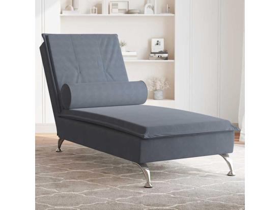 vente unique Chaise longue de massage avec traversin gris foncé velours