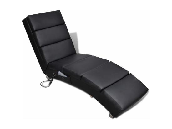 vente unique Chaise longue de massage Noir Similicuir