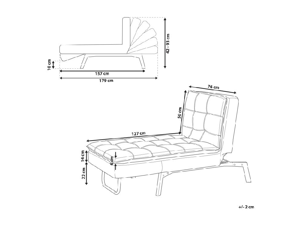 Vente Unique Chaise Longue En Tissu Bleu Marine LOIRET