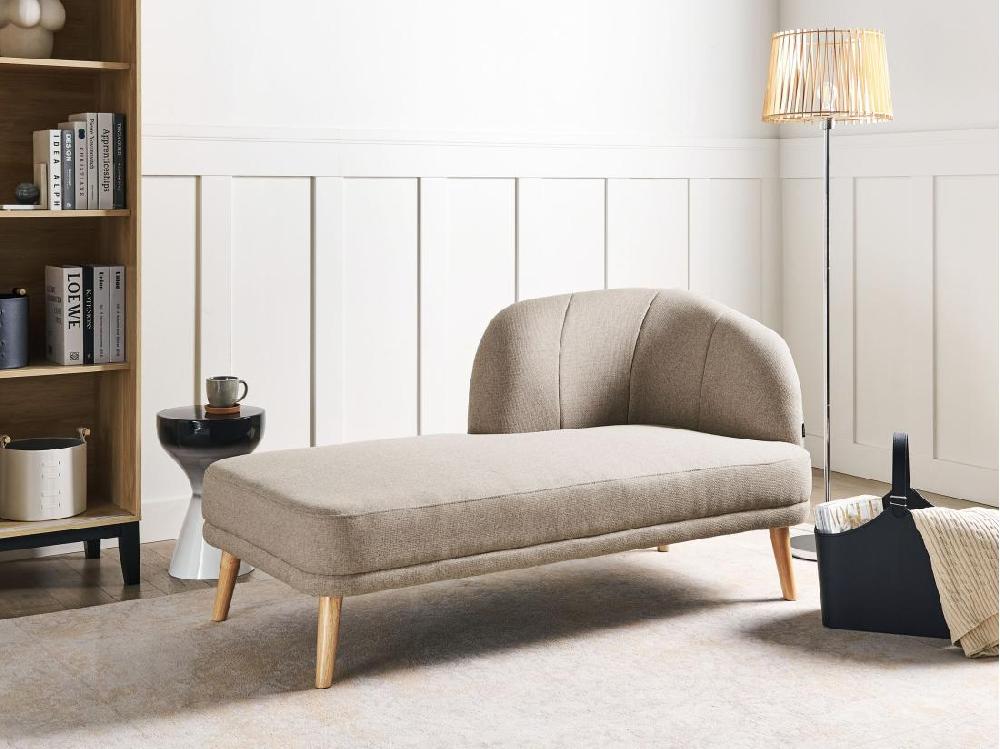 vente unique Chaise longue en tissu côté droit marron clair TANLAY