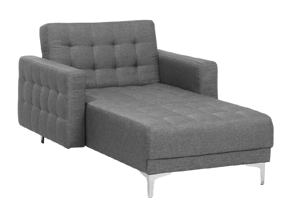 Vente Unique Chaise Longue En Tissu Gris Clair ABERDEEN