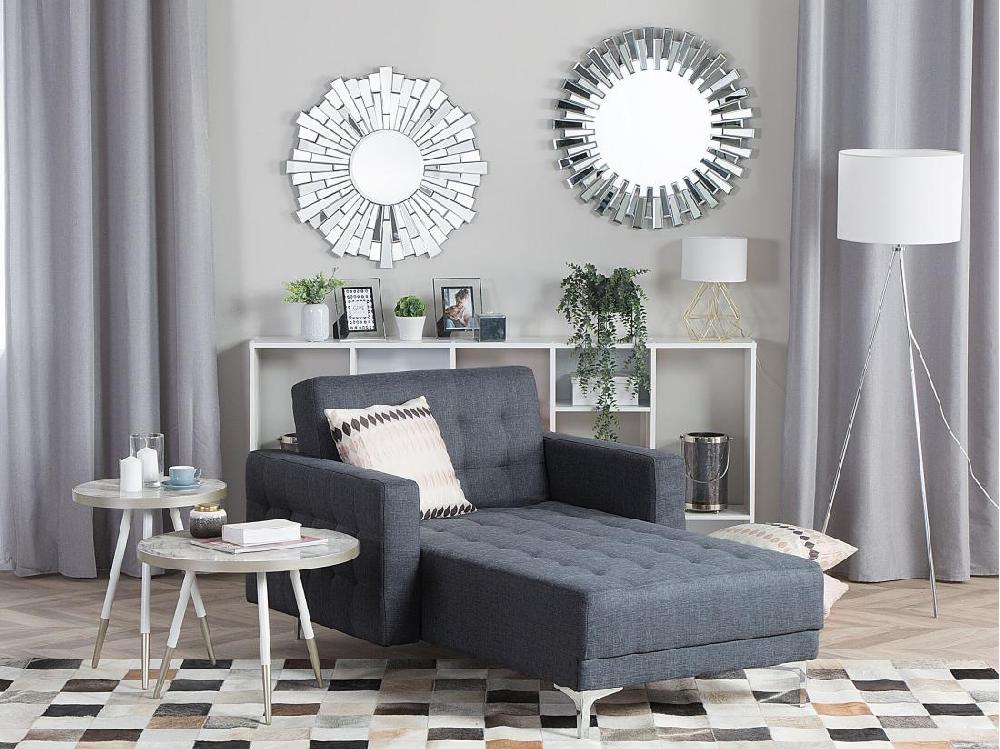 Vente Unique Chaise Longue En Tissu Gris Foncé ABERDEEN
