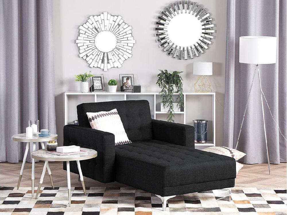 Vente Unique Chaise Longue En Tissu Gris Graphite ABERDEEN