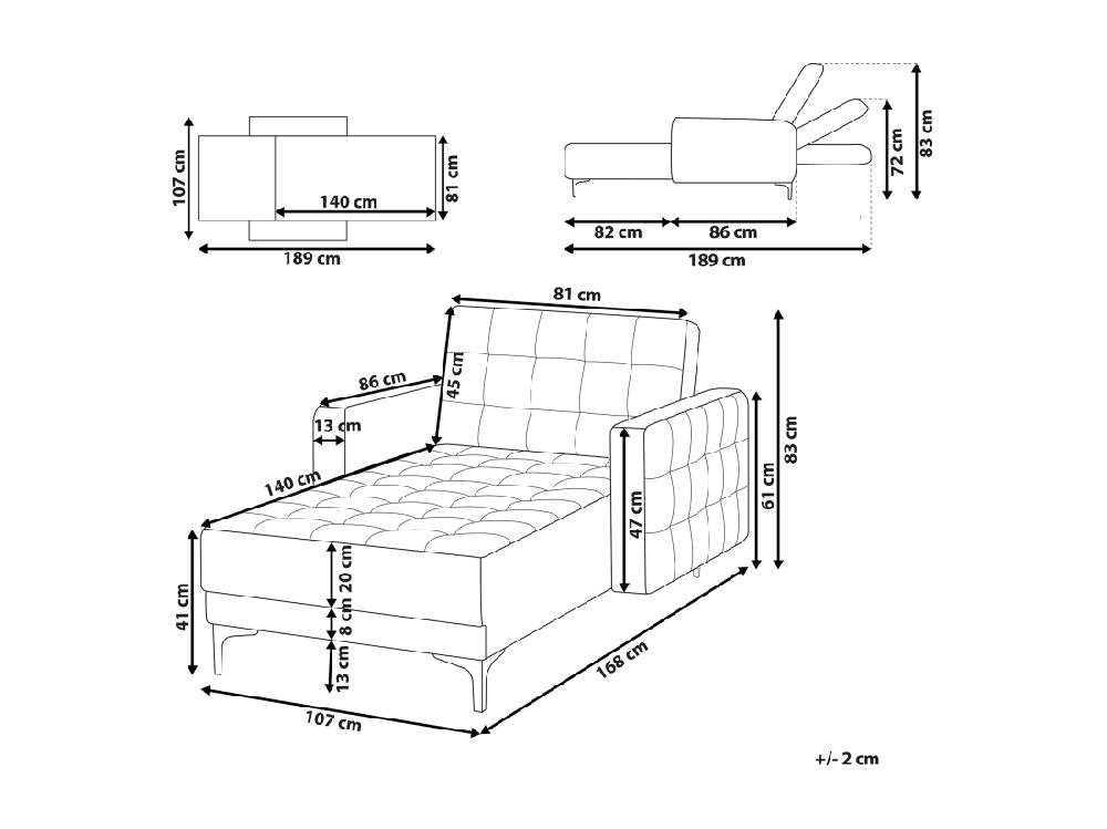 Vente Unique Chaise Longue En Tissu Gris Graphite ABERDEEN
