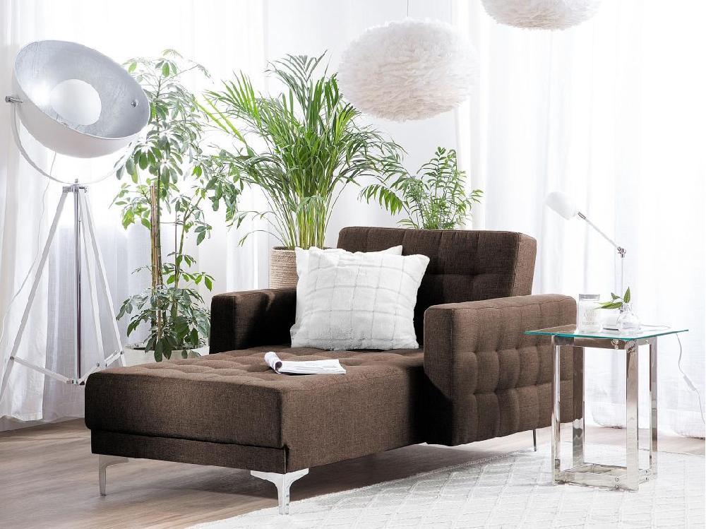 Vente Unique Chaise Longue En Tissu Marron Foncé ABERDEEN