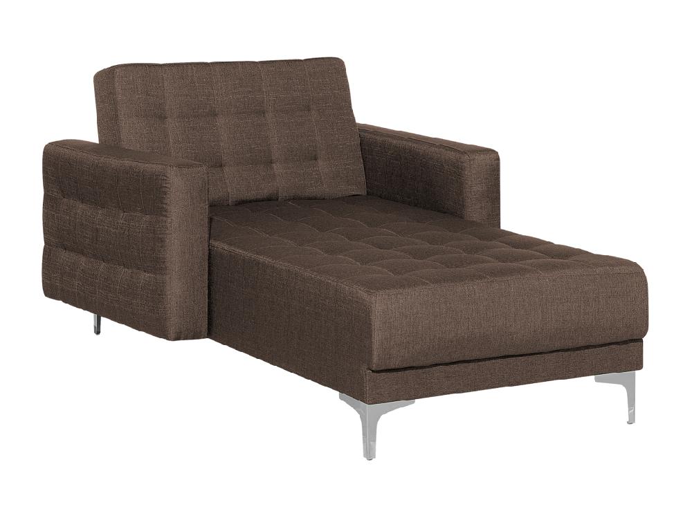 vente unique Chaise longue en tissu marron foncé ABERDEEN