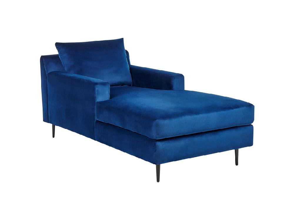 vente unique Chaise longue en velours bleu marine GUERET