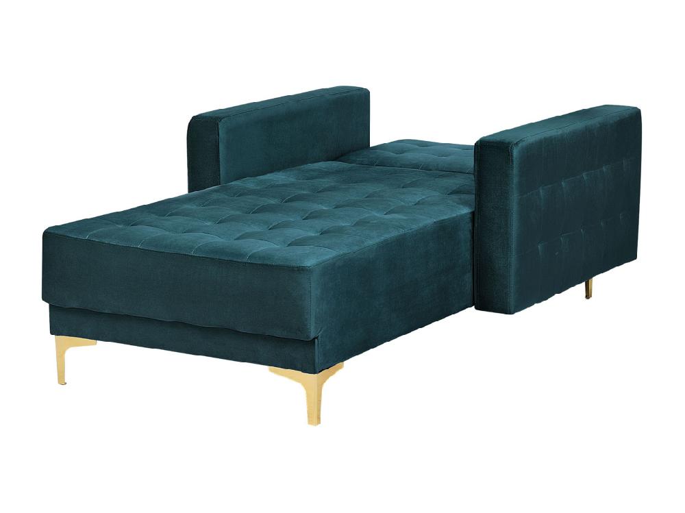Vente Unique Chaise Longue En Velours Bleu Paon ABERDEEN