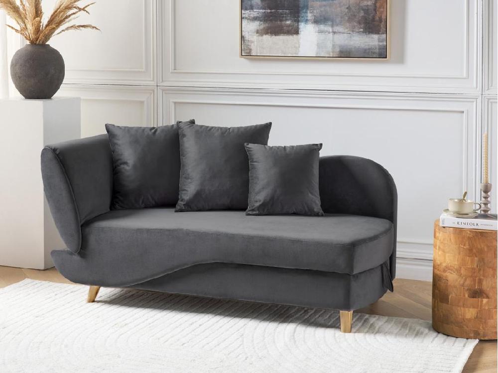 Vente Unique Chaise Longue En Velours Côté Droite Gris Foncé MERI II