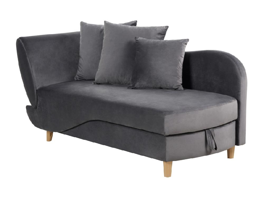Vente Unique Chaise Longue En Velours Côté Droite Gris Foncé MERI II