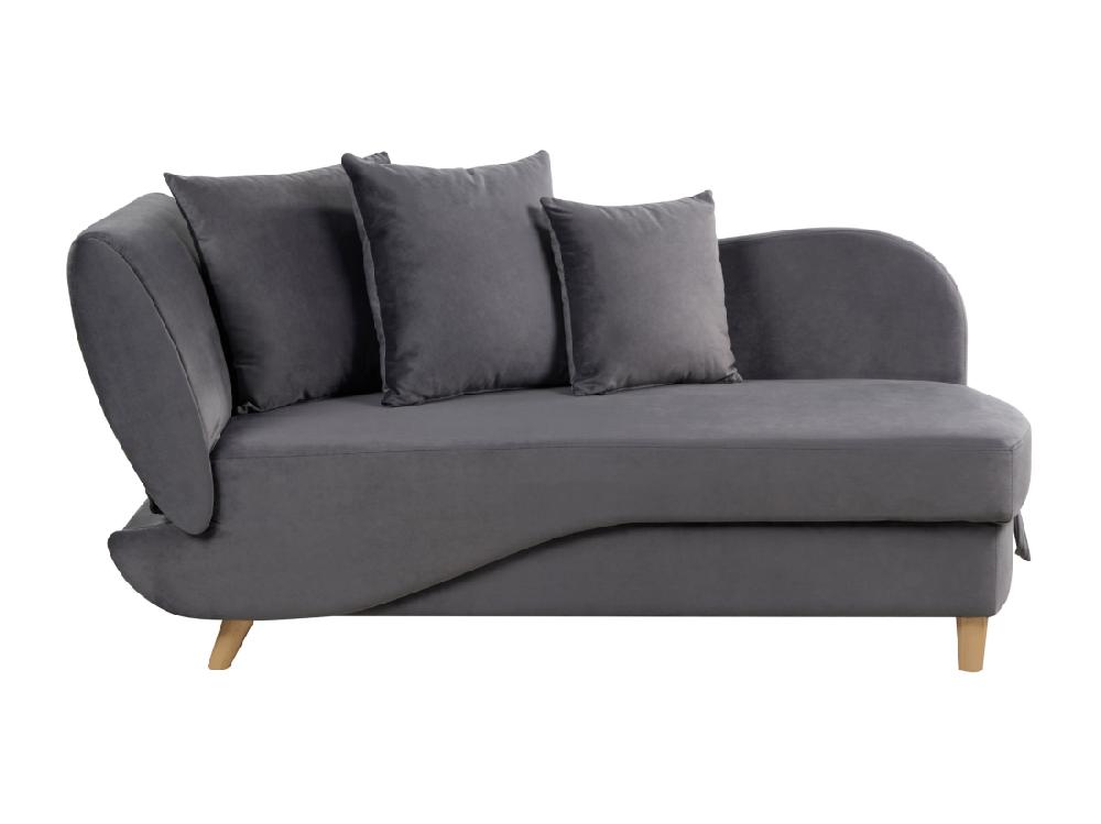 vente unique Chaise longue en velours côté droite gris foncé MERI II