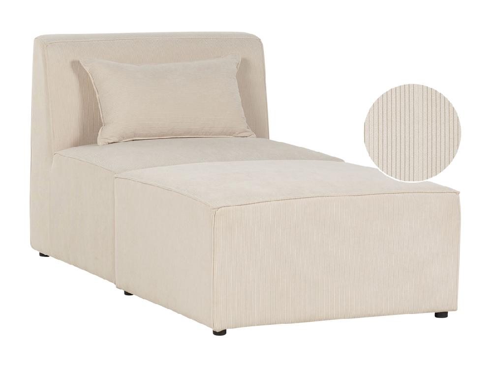 vente unique Chaise longue en velours côtelé beige LEMVIG