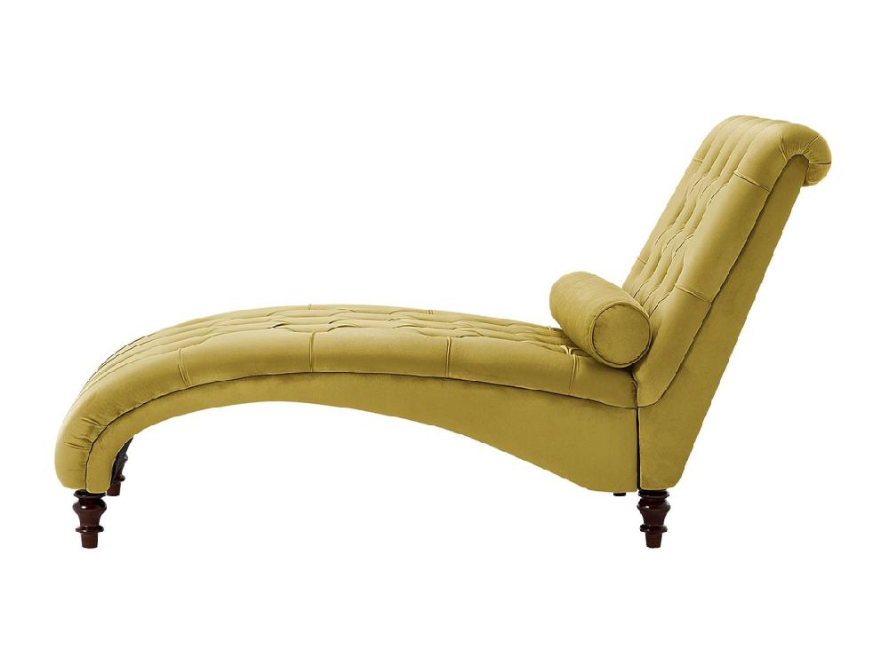 Vente Unique Chaise Longue En Velours Moutarde MURET