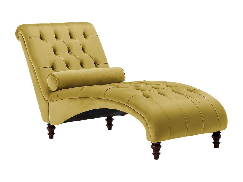 vente unique Chaise longue en velours moutarde MURET