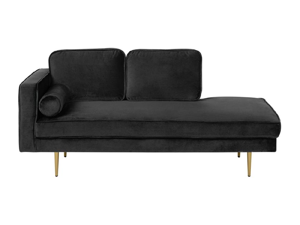 vente unique Chaise longue en velours noir côté droite MIRAMAS