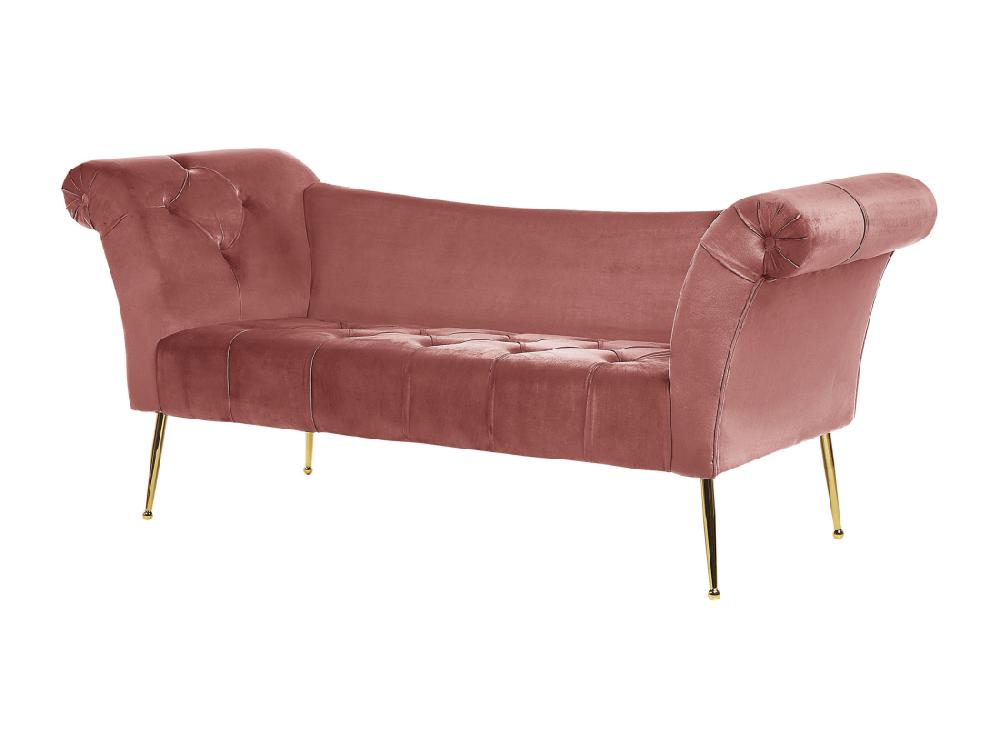 Vente Unique Chaise Longue En Velours Rose NANTILLY