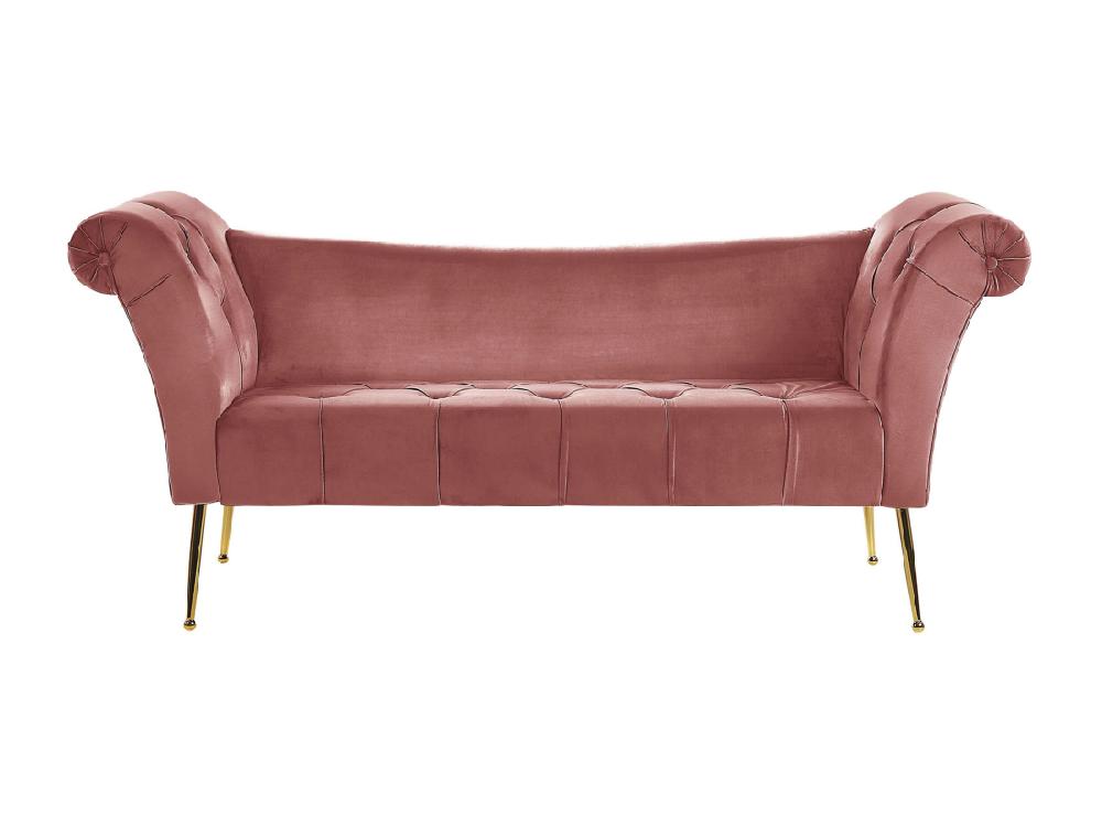 vente unique Chaise longue en velours rose NANTILLY