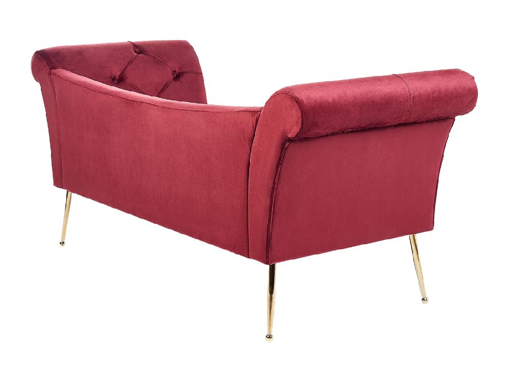 Vente Unique Chaise Longue En Velours Rouge Foncé NANTILLY