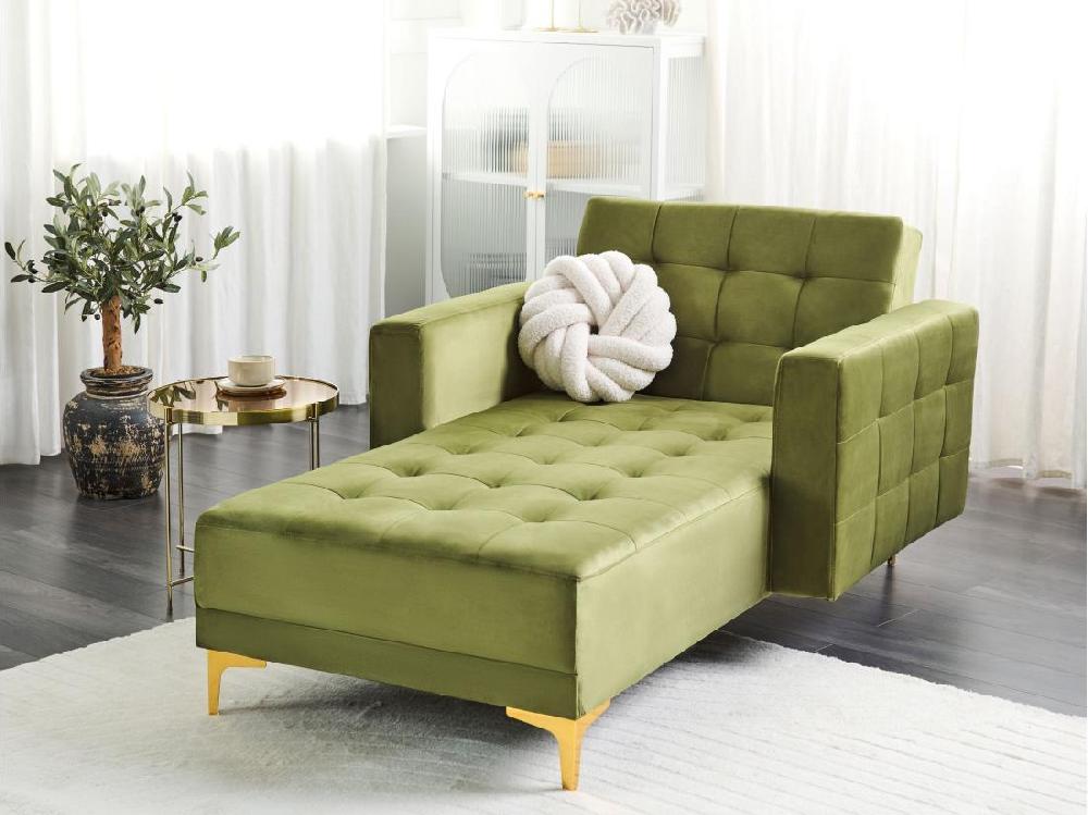 Vente Unique Chaise Longue En Velours Vert ABERDEEN