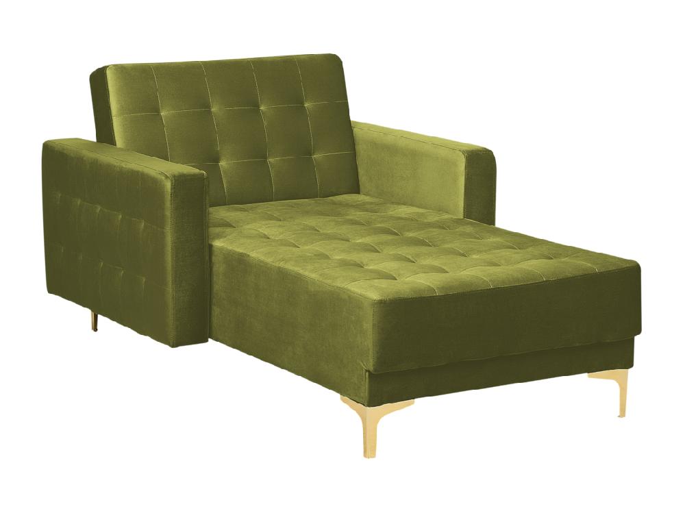 Vente Unique Chaise Longue En Velours Vert ABERDEEN
