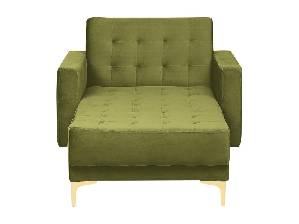 Vente Unique Chaise Longue En Velours Vert ABERDEEN