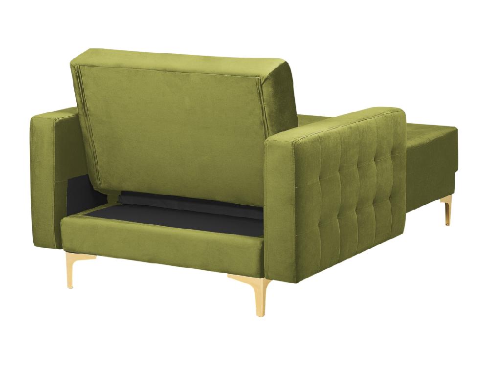 vente unique Chaise longue en velours vert ABERDEEN