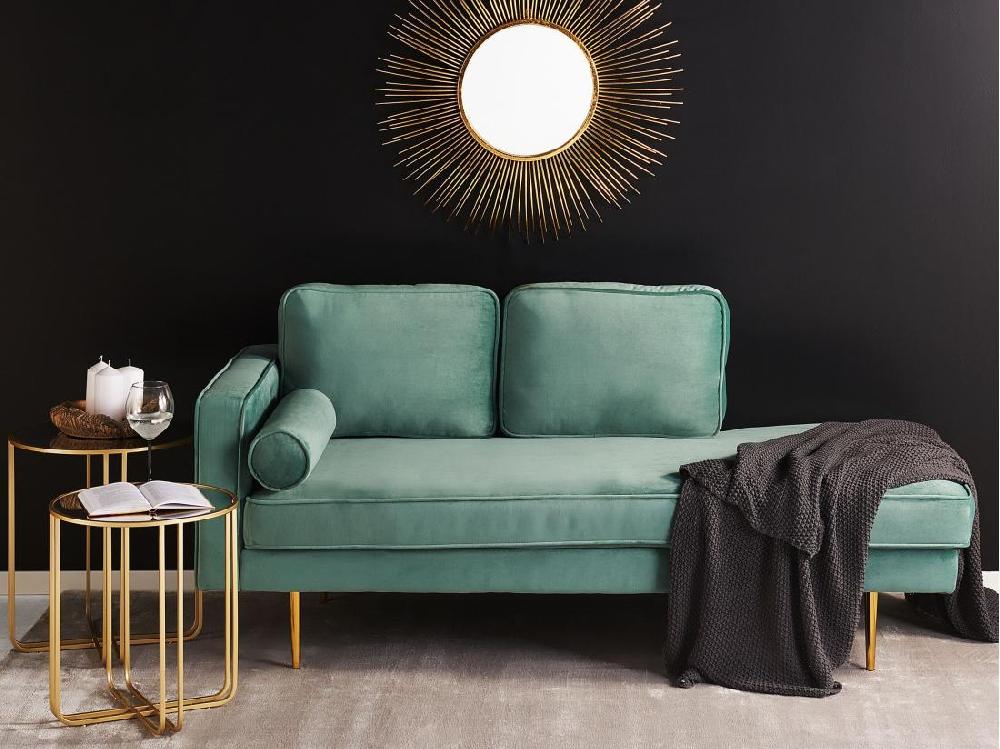 Vente Unique Chaise Longue En Velours Vert Menthe Côté Droite MIRAMAS