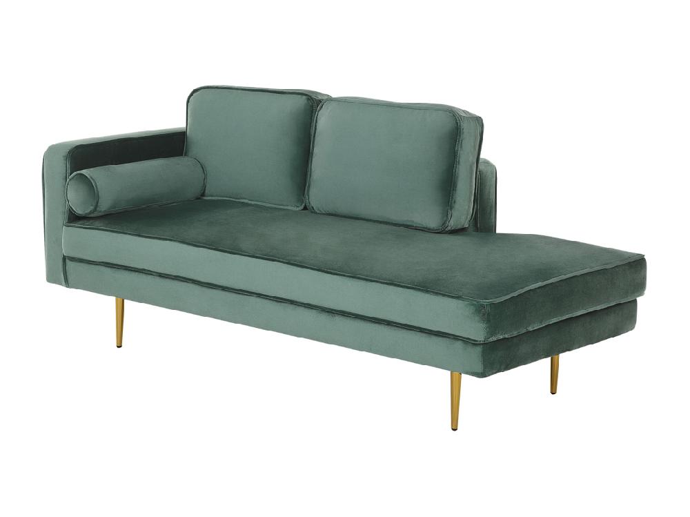Vente Unique Chaise Longue En Velours Vert Menthe Côté Droite MIRAMAS
