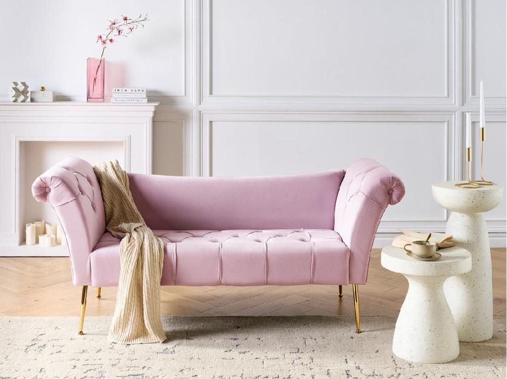 Vente Unique Chaise Longue En Velours Violet Clair NANTILLY