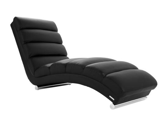 vente unique Chaise longue / fauteuil design noir et acier chromé TAYLOR