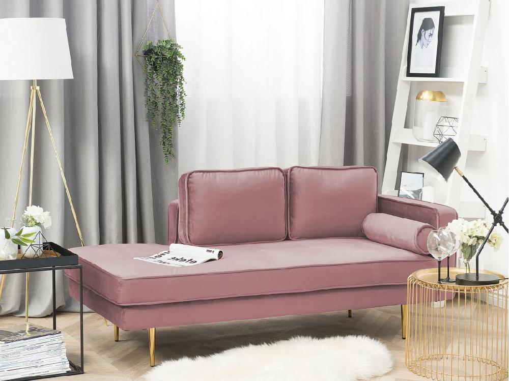 Vente Unique Chaise Longue Rose Poudré Côté Droit MIRAMAS
