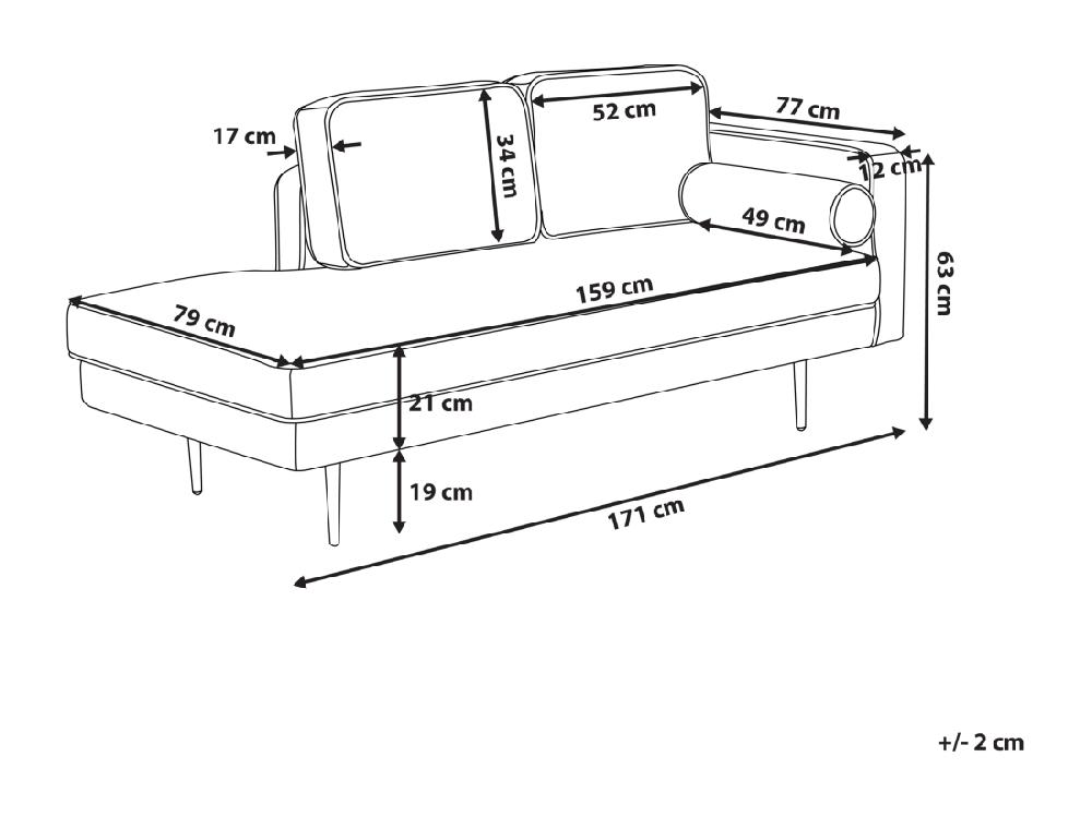 Vente Unique Chaise Longue Rose Poudré Côté Droit MIRAMAS