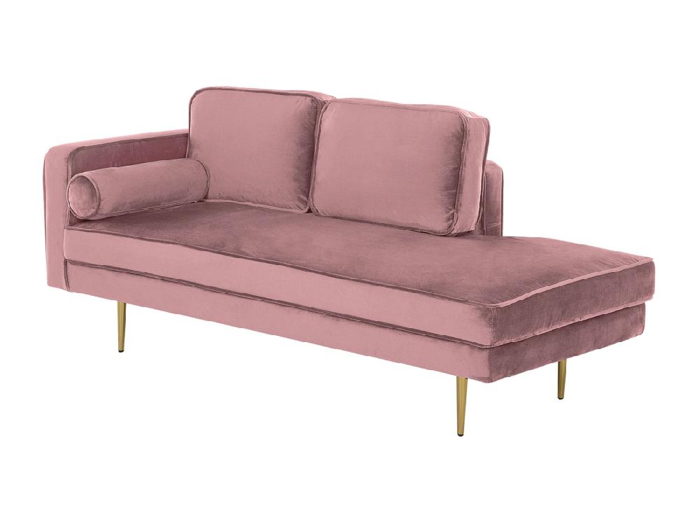 Vente Unique Chaise Longue Rose Poudré Côté Droite MIRAMAS