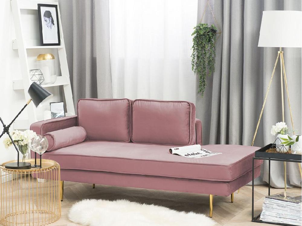 vente unique Chaise longue rose poudré côté droite MIRAMAS