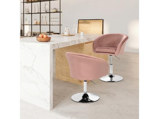 Vente Unique Chaise Pivotante En Velours Fauteuil De Bureau Réglable En Hauteur Base Galvanisée Charge 125kg Rose