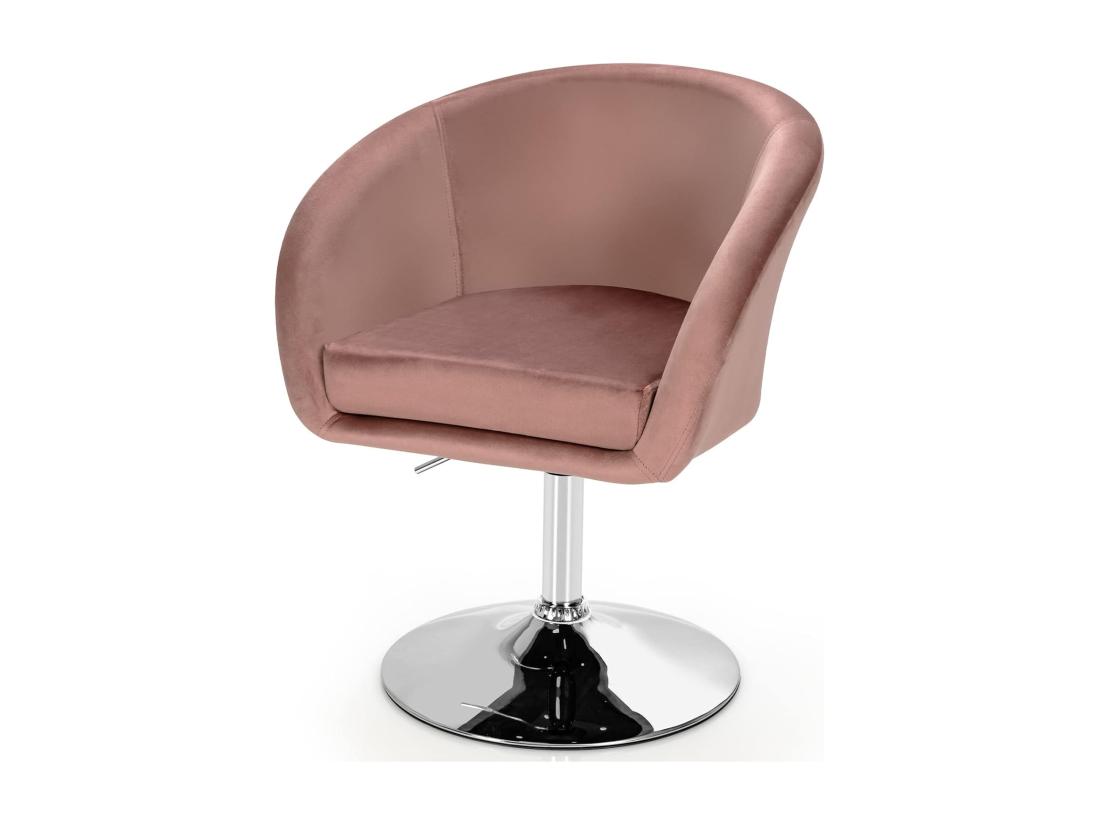 vente unique Chaise Pivotante en Velours Fauteuil de Bureau réglable en Hauteur Base Galvanisée Charge 125kg Rose