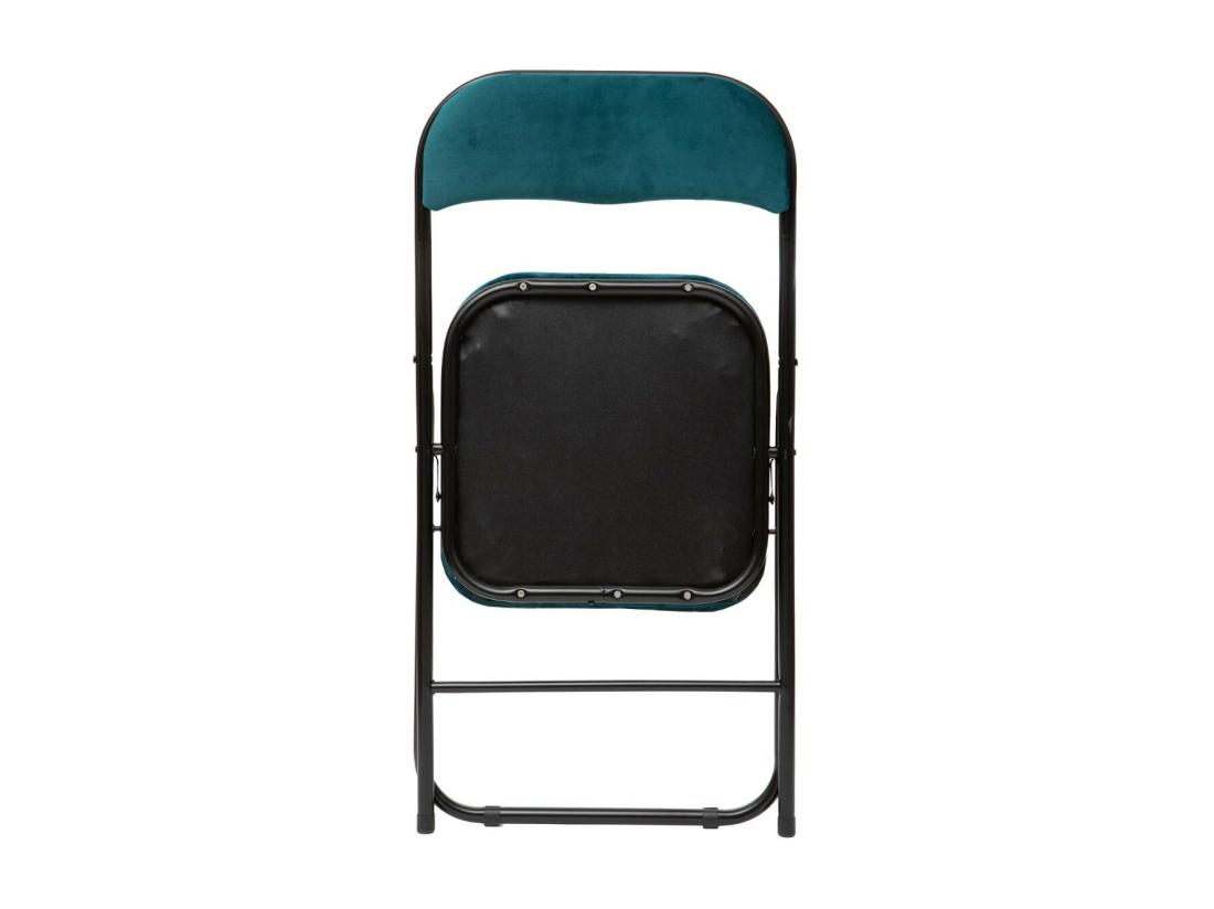 Vente Unique Chaise Pliante Confortable En Métal Et Velours Bleu Canard H 79 Cm