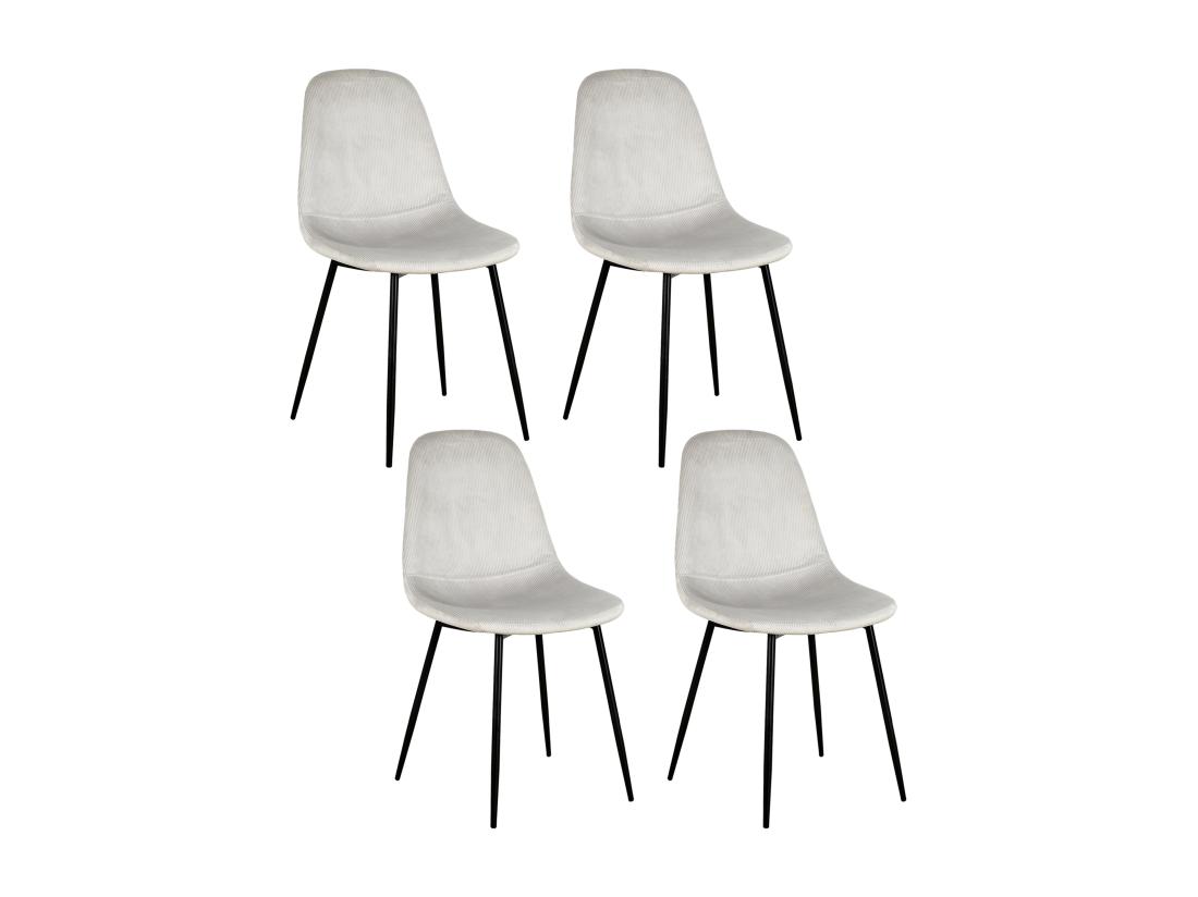 vente unique Chaise Velours Cotele Giulia Gris Clair - Lot de 4