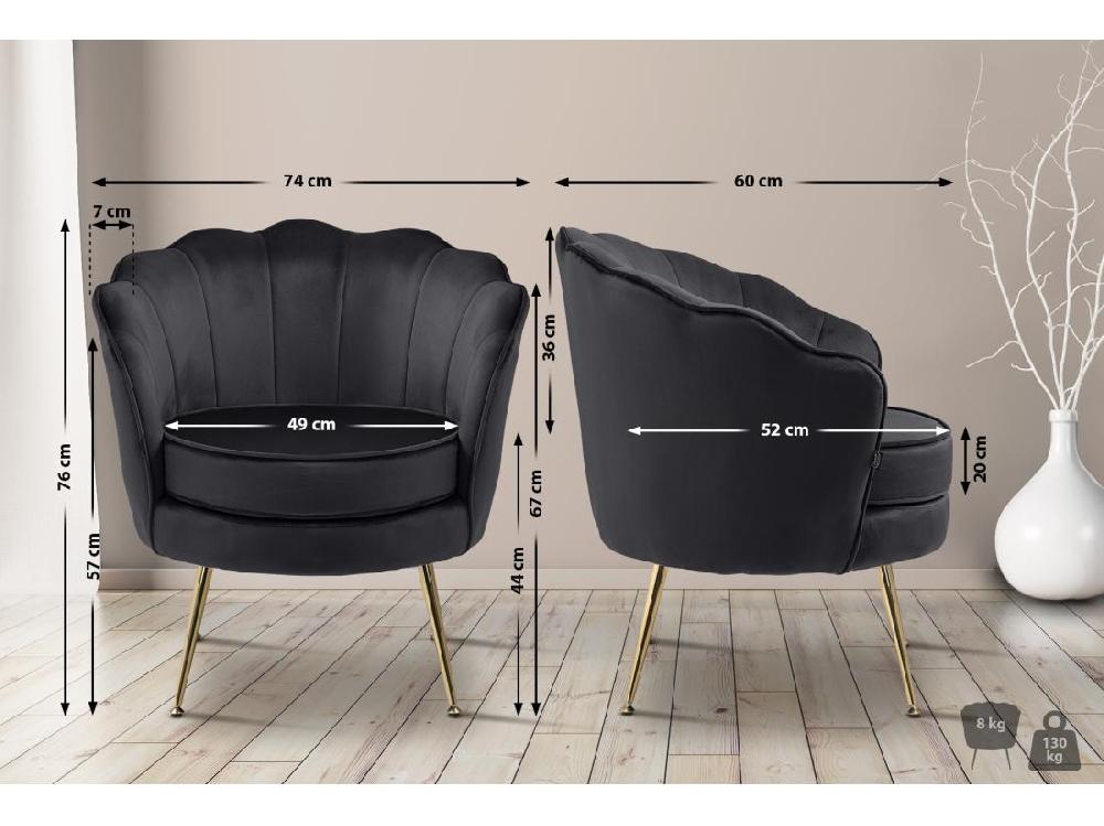 Vente Unique Chaises Avec Accoudoirs - Velours - Noir - Rosita