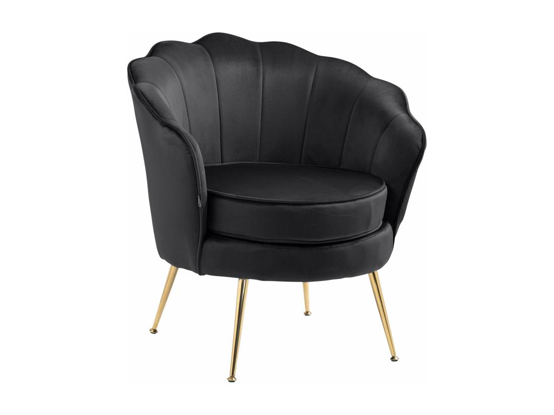 vente unique chaises avec accoudoirs - Velours - Noir - Rosita