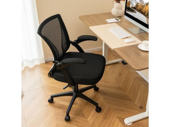 Vente Unique Chaises De Bureau Ergonomique Chaises De Conférence Pivotante Réglable En Maille Avec Accoudoirs Rabattables Dossier à Bascule à 30° Noir