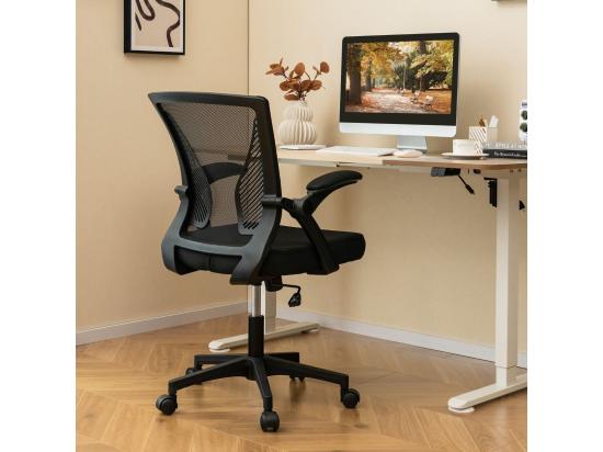 Vente Unique Chaises De Bureau Ergonomique Chaises De Conférence Pivotante Réglable En Maille Avec Accoudoirs Rabattables Dossier à Bascule à 30° Noir
