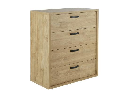 Vente Unique Chambre à Coucher Collection MORGANE : Armoire 200 Cm Lit Avec Applique 140x200 Commode Chevets Chêne Doré Et Noir