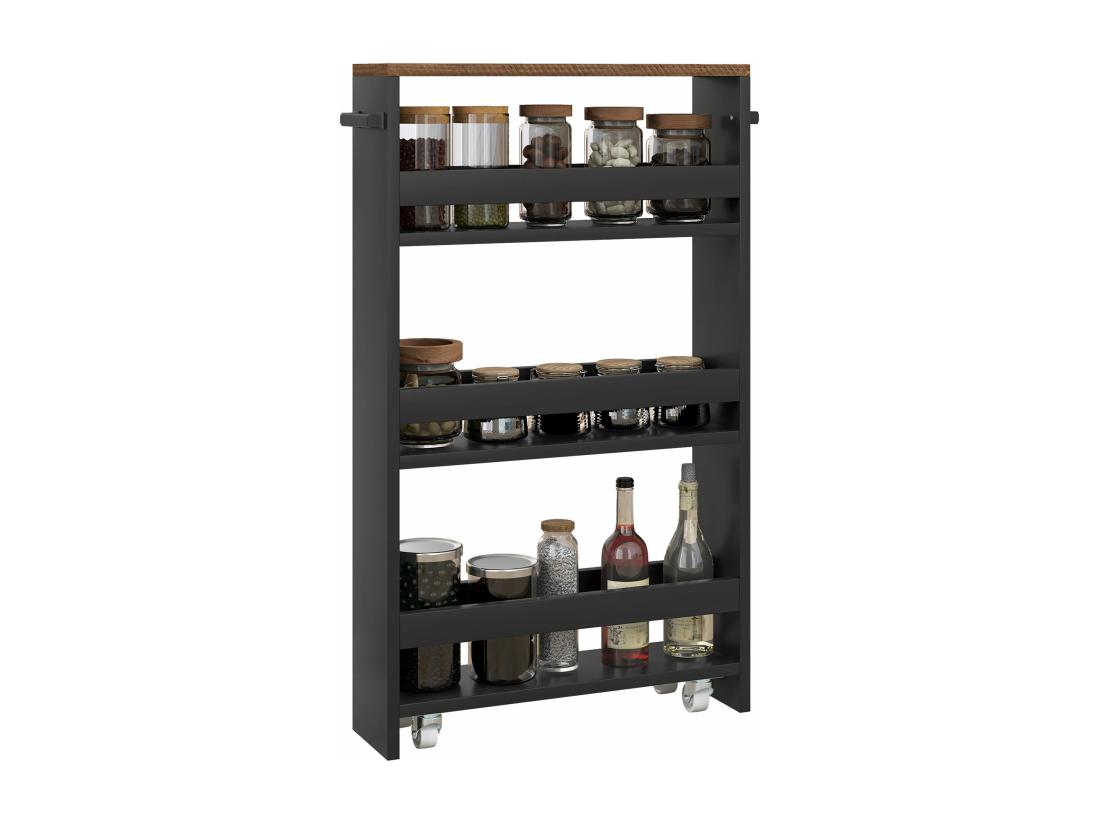 Vente Unique Chariot De Rangement Desserte à Roulettes Avec 3 Niveaux De Rangement Et Poignée Dim. 51 5l X 13P X 80H Cm Noir