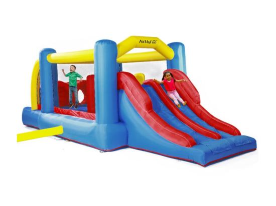 Vente Unique Château Gonflable : Aire De Jeux Gonflable Avec Obstacles Et Double Toboggan - Surface De Jeux : 560 X 255 X 190 Cm - Wipe Out