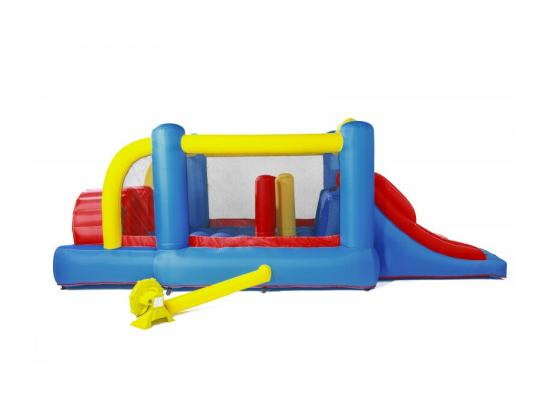 Vente Unique Château Gonflable : Aire De Jeux Gonflable Avec Obstacles Et Double Toboggan - Surface De Jeux : 560 X 255 X 190 Cm - Wipe Out