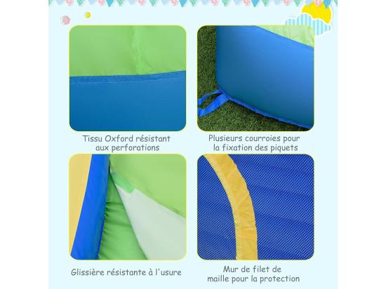 Vente Unique Château Gonflable Avec Soufleur 450W Aires De Jeux Avec Toboggan Mur D’Escalade Trampoline&Canon Eau Pour Enfant 3-10 Ans