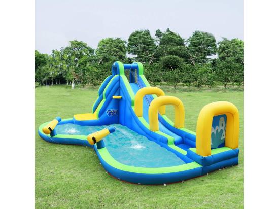 Vente Unique Château Gonflable Avec Toboggan Aquatique/Pistolet De L'eau Fait En Plastique Et Vinyle Pour Enfants De 4 à 12 Ans Charge Max 120 Kg (Souffleur Non Inclus)