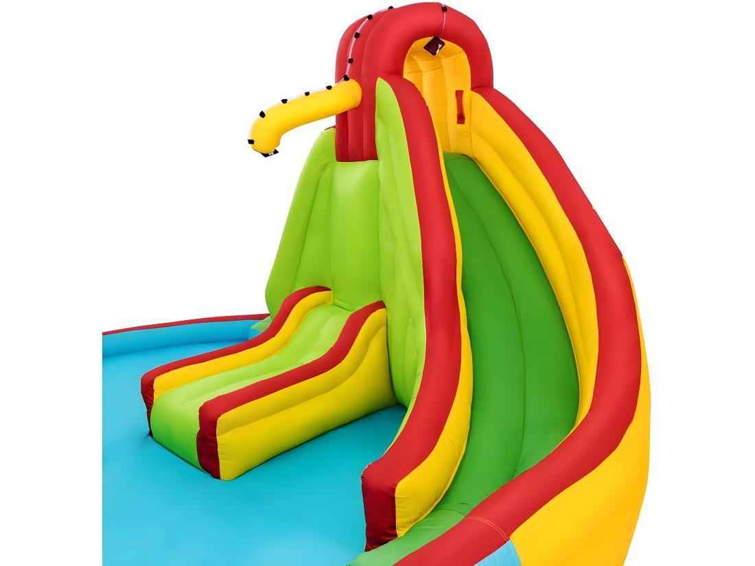 Vente Unique Château Gonflable Pour 3 Enfants Avec Souffleur 680W 2 Toboggans Bassin D'Eclaboussement Canon à Eau Charge Max 160KG